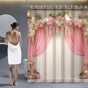 1/4 Bathroom Set, Artistic Print Shower Curtain, Toilet Accessories Combo, All-Season Use, Waterproof, Anti-Slip Mat, Soft & Durable, Shower Curtain Sets