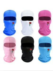 Rose Print Cooling Breathable Balaclava Face Mask, 2 in 1 Summer Neck Gaiter, UV Protector Motorcycle Ski Scarf for Men/Women