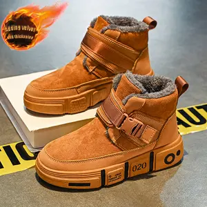 & Insulated Snow Boots with Fleece - Heavy-Duty Rubber Sole, Round Toe & Arch Support, Warm Winter Shoes with faux fur Collar & Buckle Strap - Unisex Large Size for Boys & Girls, Durable Synthetic Upper for Snow & Ice - Ideal for School