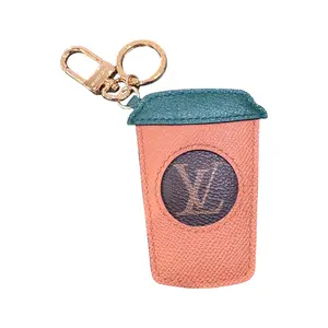 Pre-owned Louis Vuitton leather Bag Accessories Handmade Upcycled Canvas Coffee Cup Bag Charm For @theresa with an h