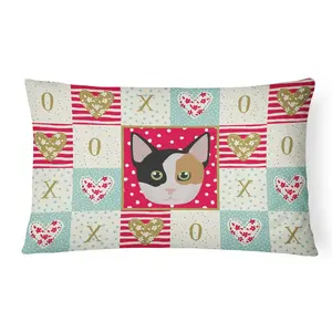 Carolines Treasures  12 x 3 x 16 in. Munchkin Cat Love Canvas Fabric Decorative Pillow