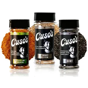 Cuso's Ultimate Flavor Bundle - Cowboy Butter & Dirt & Tequila Lime Habanero (3-Pack) - 3 All-Natural Seasonings for BBQ, Grilling & Everyday Cooking