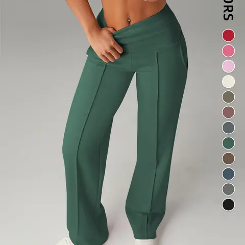 Women's High Waist Pocket Pants, Stretchy Casual Sporty Yoga Pants, Comfortable Daily Wear, Fitness Bottoms for All Seasons, Sports Bottoms, Side Pocket Leggings, High Waist Activewear