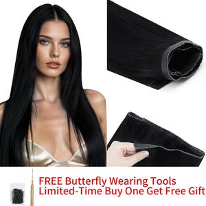 MORESOO Invisible Butterfly Weft Hair Extensions Remy Human Hair 16-24 Inch 80g-100g Double-Sided Comfort Breathable Genius Weft Body Wave Blonde OVO Hair + MORESOO  Invisible Holed Tape for Hair Extensions Glueless Pu Tape #DealsForYouDays