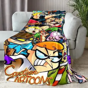 Cartoon Brawl Flannel Blanket – Soft Cozy Camping & Travel Throw for Home, Outdoors, Bedroom & Living Room – All-Season Warm Gift for Kids, Teens & Adults – Christmas, Halloween & Holiday Ready