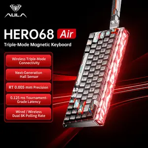 Aula Hero68 Air Magnetic Axis Keyboard, 3-Mode Connection, 68 Keys, RGB Neon Backlight, 8khz Response Rate, Compatible with Windows/MAC