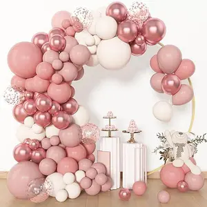 153pcs Dusty Pink Balloon Garland Arch Kit, Pink White Sand Confetti Pink Balloons for Girl Baby Shower Birthday Boho Party Decoration Supplies.