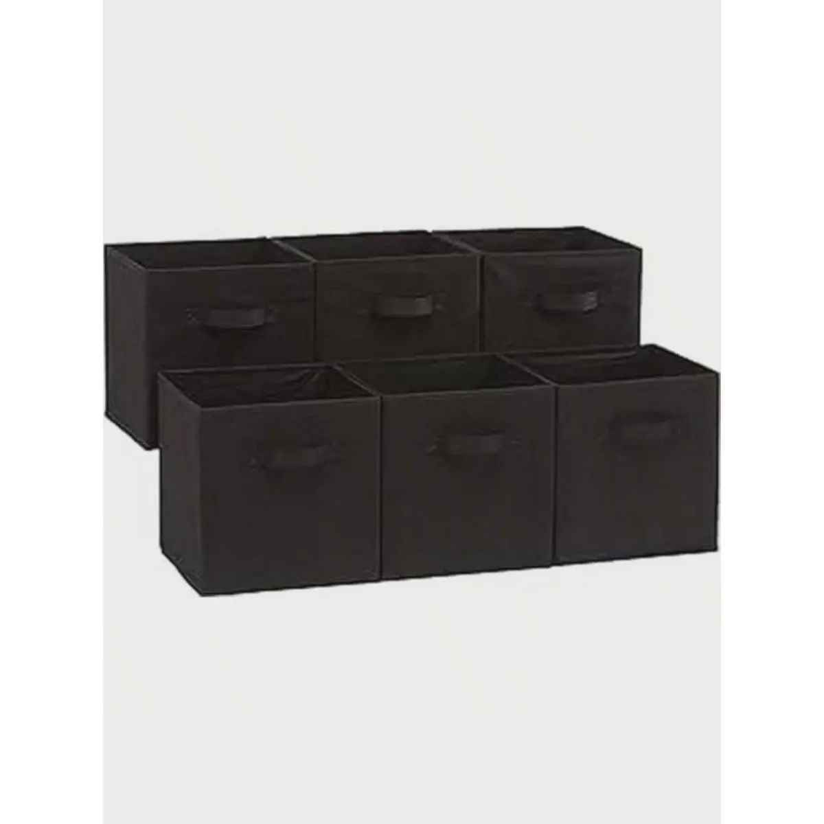 13"X13"X13" 6-Pack Foldable Storage Bins Collapsible Closet & Toy Organization Boxes Space Saving Fabric Cubes  For Shelves Black