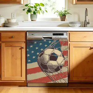 America Football Flag Dishwasher Magnet Cover, 23 x 26 Inch Magnetic Front Panel for Dishwasher, Reusable Trimmable Kitchen Decor for Refrigerator Door