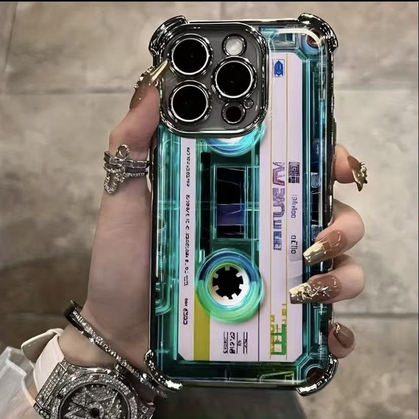 Retro Cassette Pattern Silicone Soft Phone Casesfor iPhone1716 15 14 13 12 11 Promax Pro Plus Air& Samsung Galaxy S26 S25 S24 S23 S22 S21EDGE UItra Plus FE Clear TPU ShockproofProtective Cover Gift For Birthday ThanksgivingChristmas Halloween  AI7