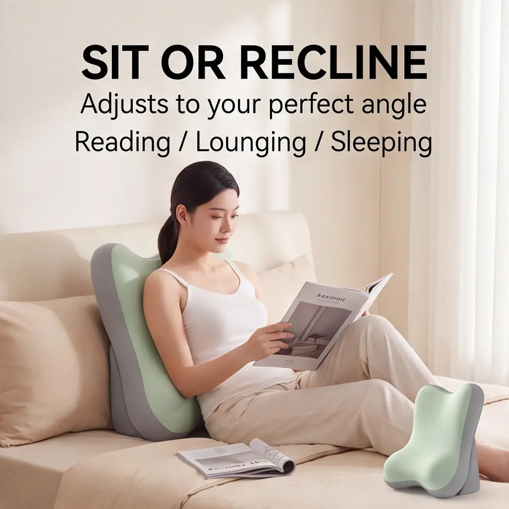 Adjustable Angle Ergonomic Bed Backrest Cushion - Adjustable Padded Backrest, Supportive Backrest, Memory Foam Pad for Neck Waist Leg Elevation, Removable Washable Cover, Home Lounge Pillow for Reading Napping