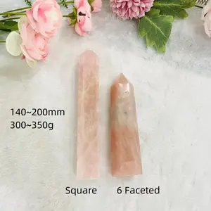1 Count Square Or 6 Faceted Rose Quartz Wand Crystals From IG Crystal
