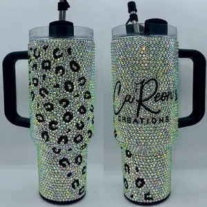 Custom Rhinestone Tumbler (40 ounce) Leopard Print Design