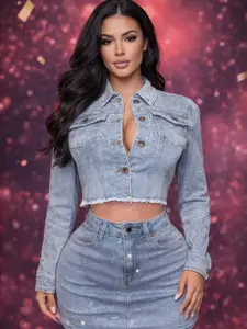 Rhinestone Bling Bling Cropped Jacket (Jacket Only)