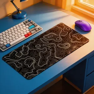 Abstract Geo Extended Mouse Pad - Large Desk Mat for Gaming & Office, Durable Stitched Edges & Non-Slip Rubber Base