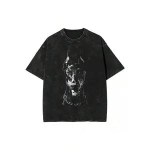 1pcsMen'S Heavyweight 230g Vintage Washed T-Shirt - Doberman Dog Graphic Tee, Soft Distressed Texture Streetwear Top For Casual Everyday & Formal Outfits - Machine Washable Loose Fit Shirt180g100% Cotton,T-Shirt,Summer,Spring Tops,God And Jesus