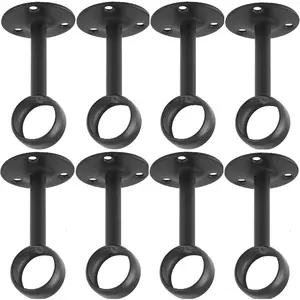 Curtain Rod Ceiling-Mount Bracket Holders (8 PCS, Black)