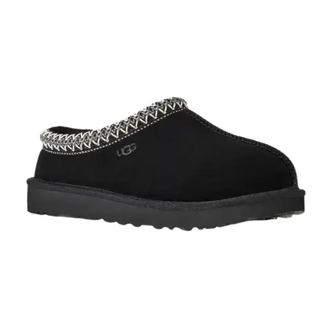 UGG Women's Tasman II Black Authentic Suede Slippers - Indoor/Outdoor Footwear, Flat Heel (1 cm or Less), Durable, Sheepskin Liner, Slide Design for Slippers Indoor, Shoes for Women