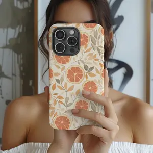 Orange Fruit Summer Collage Phone Case Greenery Floral Suitable for IPhone17 11 12 13 14 15 16 Pro Max Air Plus