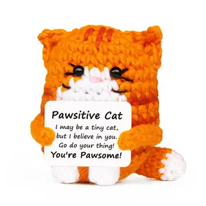 Cute Crochet Mini Cat Handmade Gift, Positive Energy Animal Emotion Healing, Perfect for Boyfriend Girlfriend Mother Daughter Son Teen Birthday