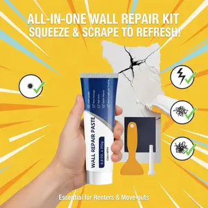 Wall Patch Repair Kit 250g Drywall Repair Paste, Fix Holes Cracks Before Moving Out, Fast Dry No Sanding Needed, Waterproof Strong Adhesive, Perfect for Renters Apartment Home Wall Damage Repair Solution White Spackle