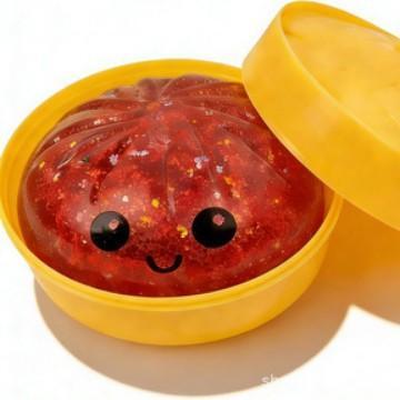 2026 New Glitter Dumpling Squishy with Steamer Box, Soft Sensory Fidget Steamed Bun Squeeze Tool for Adult Stress & Anxiety Relief,3.15 inches in Diameter Cute Office Desk Decor and Relaxing Accessory