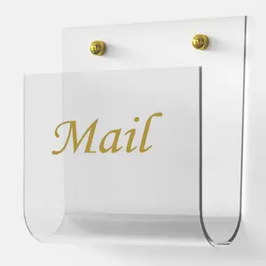 Acrylic Clear Hanging Wall Mail Holder 6.6 X 2.2 Inch Wall Mounted Mail Organizer File Holder