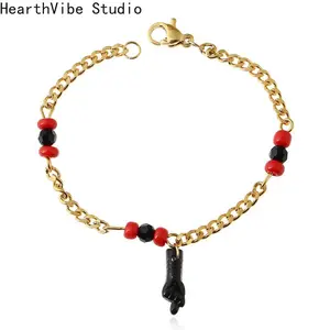 Pulsera Mano De Azabache Bebe Filled Lucky Hand Baby Azabache Bracelet Jewelry for Women Girls Charm Gifts