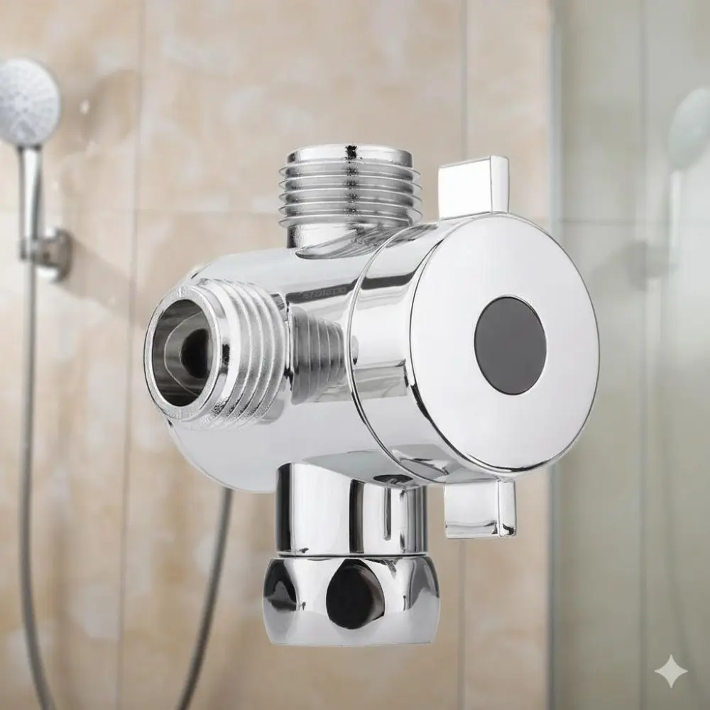 G1/2 Three-Way Shower Diverter Valve, Brass Core Anti-Rust Heavy Duty Design, Tool-Free Installation for Bidet Sprayer, Hand Shower, and Showerhead. Perfect Bathroom Upgrade & Remodel.