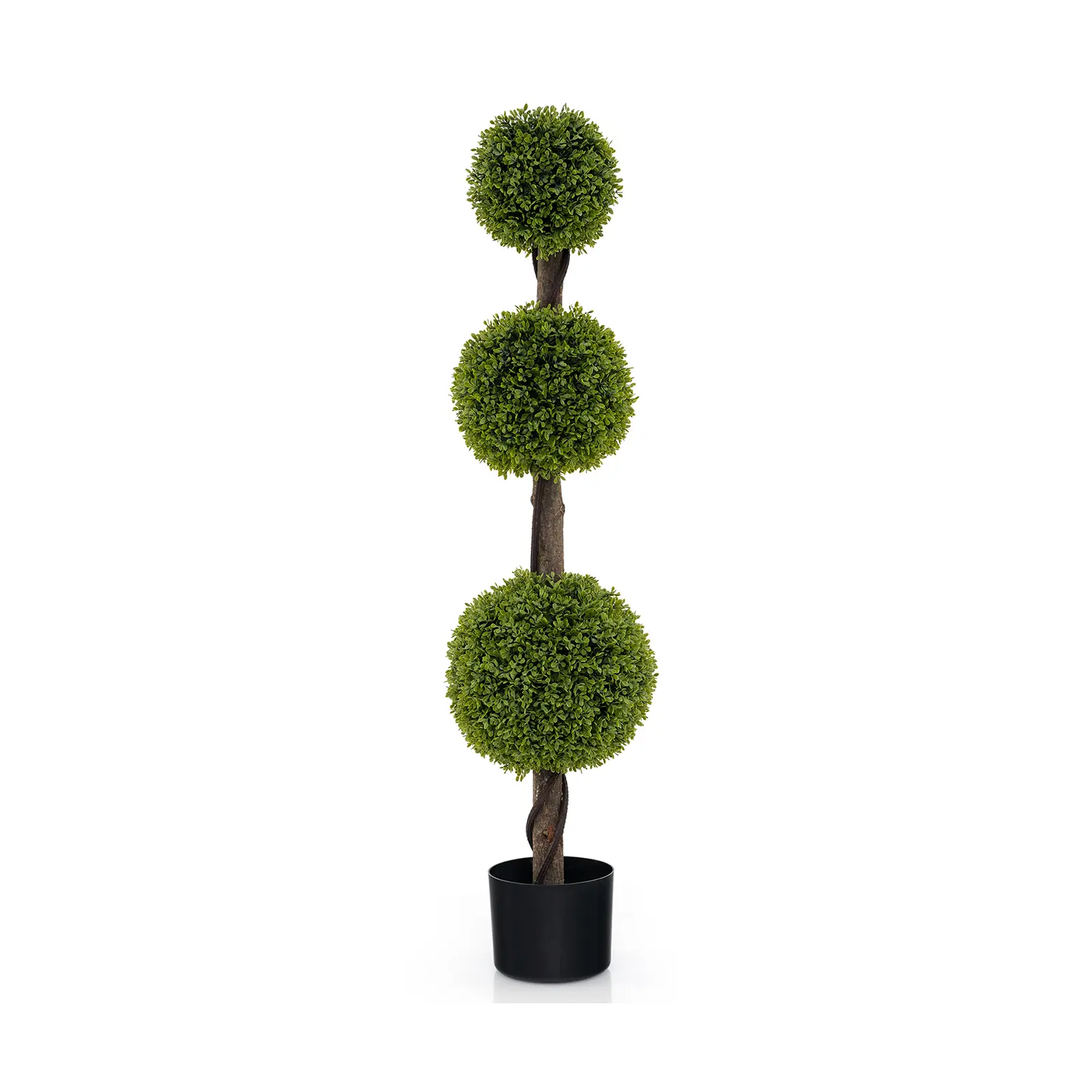 COSTWAY - 4 FT Artificial Ball Shape Bush Tree with Lush PE leaves and Trunk