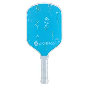 Picklefab Azure Bloom Fiberglass Pickle Ball Paddle for Women - 8oz Lightweight 16mm Core 16.5" Length - Blue Floral Textured Surface - Perfect Luxury Gift