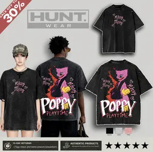 Kissy Missy x Poppy Playtime + Haunted Doll Energy + Vintage Washed Heavy Tee + Trending TikTok Streetwear Piece Sweatshirts Menswear Hoodie washed Cotton graphic