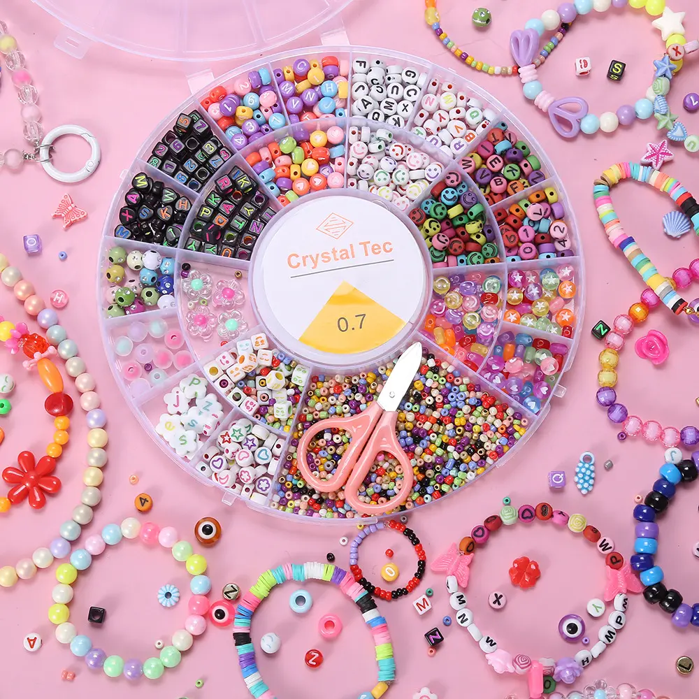 DIY Friendship Bracelet Making Kit with Seed & Letter Beads - Complete Jewelry Craft Set with String & Tools for Girls & Kids
