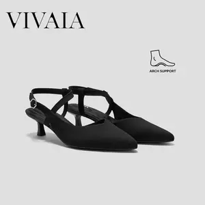 Vivaia Arch Support Crisscross Slingback Heels, Dual Arch Support, Adjustable Straps, Anti-Slip Rubber Outsole, Comfortable Heels, Summer Heels, Wedding Shoes, Wedding Heels, Suitable for Wedding, Office, Parties, Dinner(Sylvan)