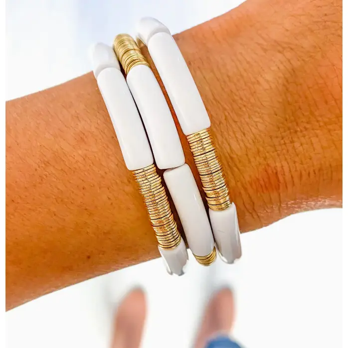 Bayou Bengals White Bangles