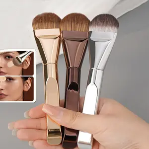 New style tongue-shaped foundation brush, ultra-thin seamless base makeup, flat head foundation brush, irregular fan-shaped makeup tool, Soft Cosmetic Brushes