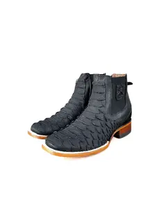 Ankle Boot Black Python Rubber Sole
