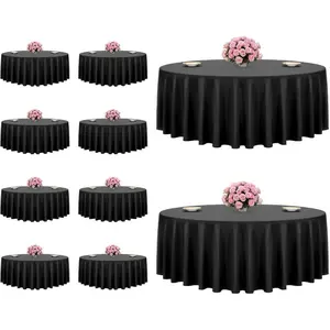 VEVOR White Round Tablecloths 10 Pack, 132 Inches in Diameter, Stain- Wrinkle- Resistant, Machine Washable Table Clothes, Polyester Fabric Table Covers for Wedding, Party, Banquet, Formal EventsVEVOR Super Brand Day