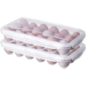 2-Pack Covered Egg Holders for Refrigerator, Plastic Egg Storage Containers with Lids,  Egg Tray Carrier Holds 36 Eggs