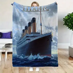 [Soft, Warm] Titanic-Themed Flannel Throw Blanket | Soft, Warm, All-Season Polyester Blend | Perfect for Bed, Sofa, Office, and Outdoor Use | Ideal Gift for Home and Travel