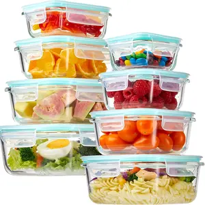 Kitchen Storage Must-Have! 16-Piece Glass Food Storage Containers Set, 8 Bowls & 8 Lids, Leak-Proof Airtight, Microwave Oven Dishwasher Safe for Leftovers & Snacks, Stackable Lunch Container
