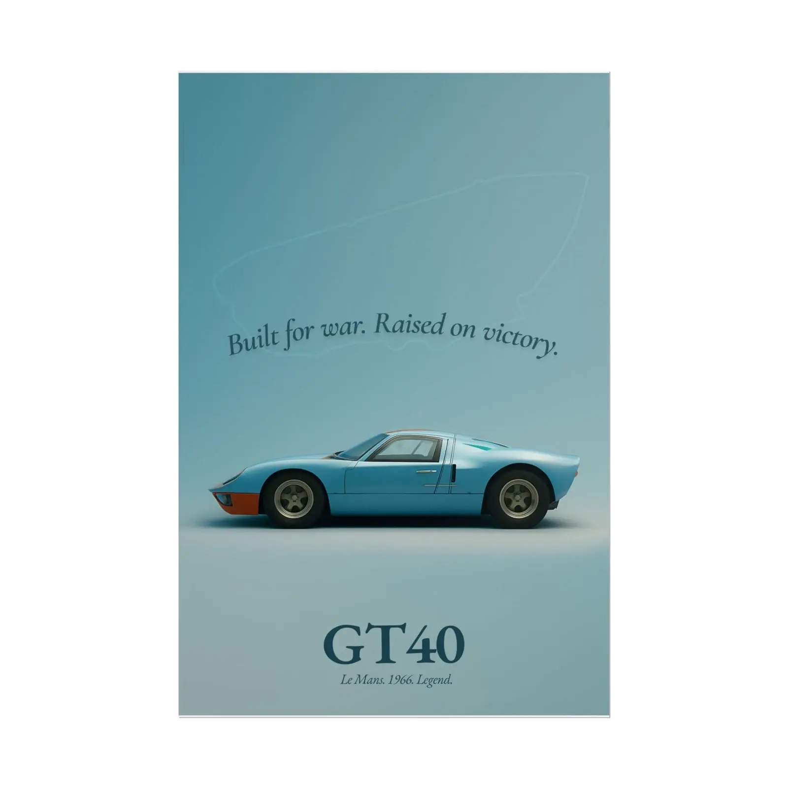 Ford GT40 Poster – Le Mans 1966 Vintage Racing Car Wall Art Print Poster Unframed