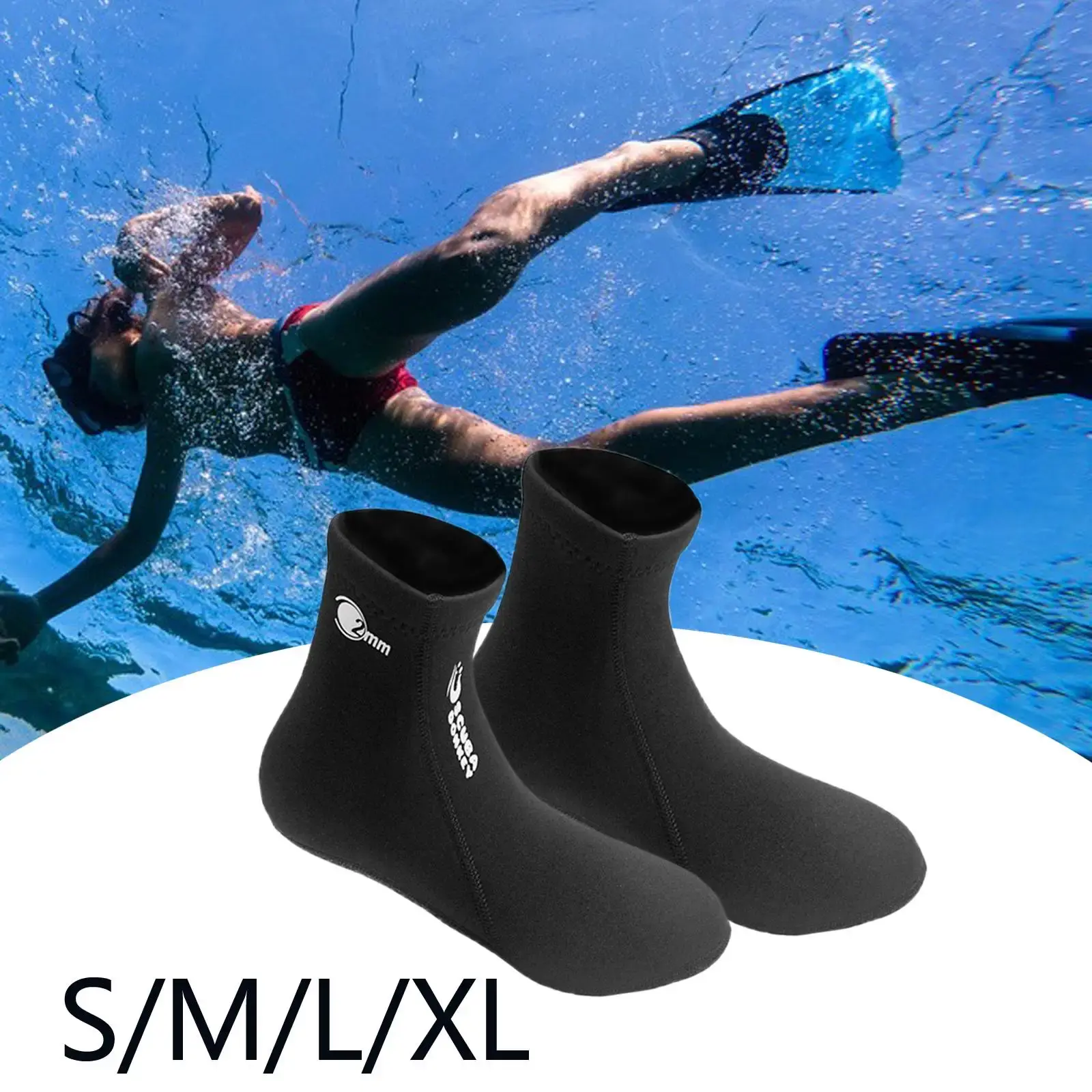 2mm Neoprene Thermal Diving Socks - Anti-Slip Beach Booties for Wading, Water Sports, Outdoor Activities, Rafting, and Swimming Tooyful