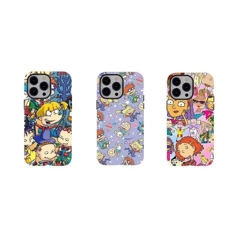 [No Magnetic] Ruggggrats Retro Collage Phone Cases,Durable 2-in-1 double layer design tough phone casing for iPhone 17 16 15 14 13 12 11 8 7 for Samsung Series,Cartoon Phone Casing
