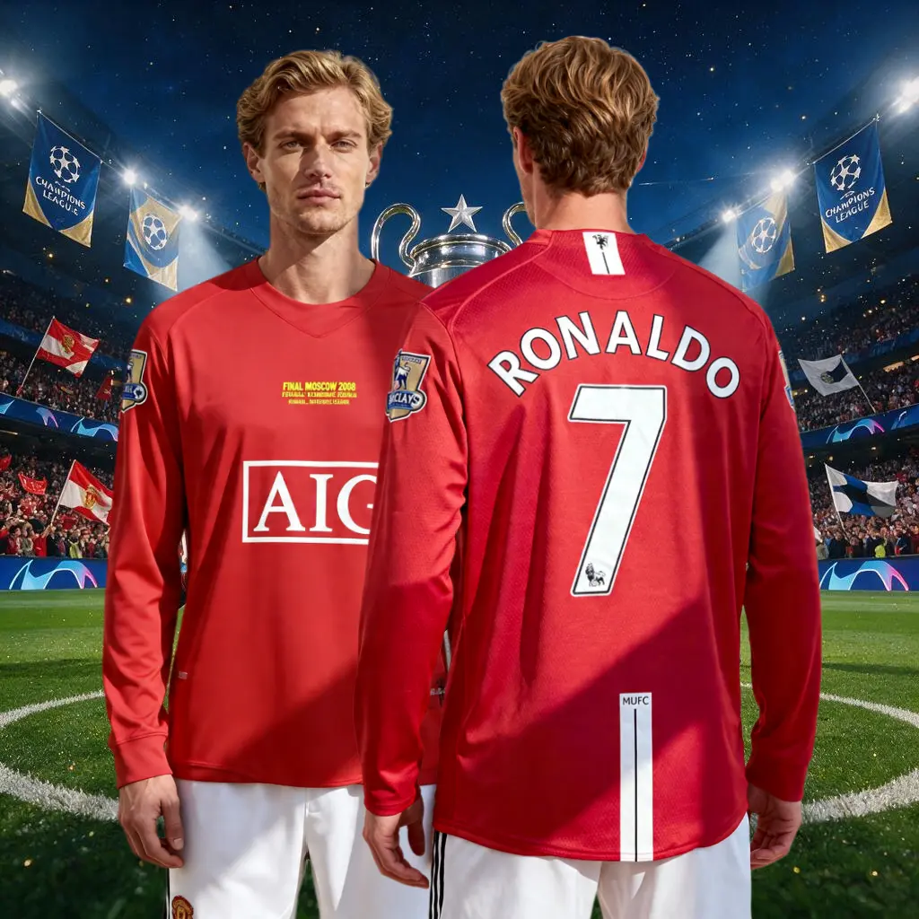 0708 CR#7 Home Long Sleeve Soccer Jersey Champions League