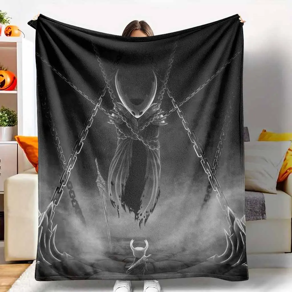 Chained Knight Flannel Blanket Hollow Knight Game Art Print UltraSoft Warm Lightweight AntiPilling MultiPurpose for Sofa Reading Nook Gaming Room Decor tiktokshopspringglowup