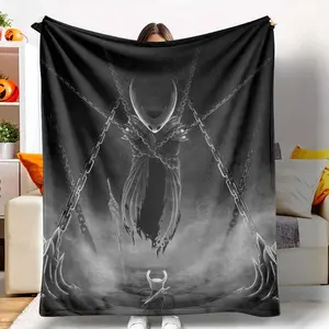 Chained Knight Flannel Blanket Hollow Knight Game Art Print UltraSoft Warm Lightweight AntiPilling MultiPurpose for Sofa Reading Nook Gaming Room Decor