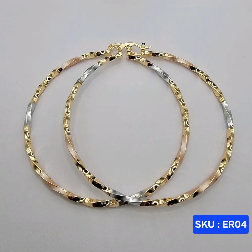 Beautiful Hoop Earrings 3 Color XXL Size 70mm 3 mm Wide Laminated Gold Fashion Jewelry for Women Versatile Stylish Accessory 40mm Laminated Gold SKU ER04