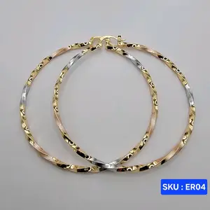 Beautiful Hoop Earrings 3 Color XXL Size 70mm 3 mm Wide Laminated Gold Fashion Jewelry for Women Versatile Stylish Accessory 40mm Laminated Gold SKU ER04