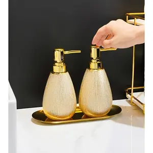 Ceramic Hand Soap Bottle, High-Quality Empty Bottle for Hotels and Homestays, Bathroom Shampoo and Shower Gel Dispenser, Pump Bottle